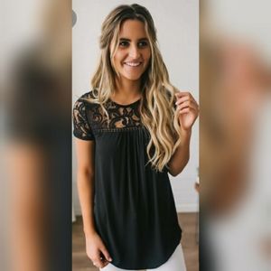 Sweet Caroline Crochet Detail Top